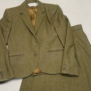 Sage Green Wool Jacket and Skirt Suit